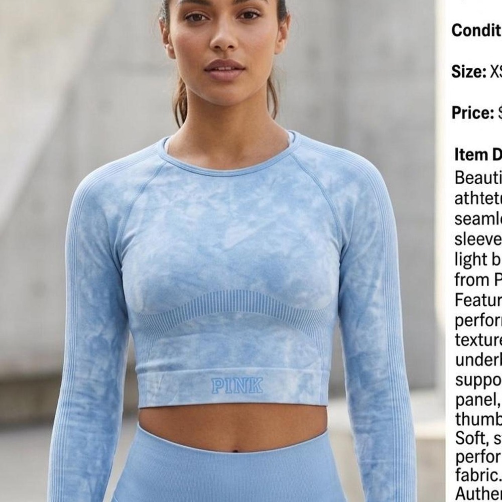 PINK Victoria's Secret Seamless Acid Wash Long Sleeve Crop Top XS